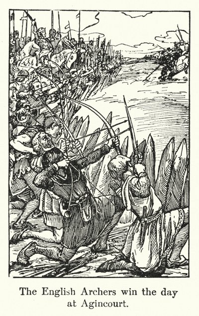 The English Archers win the day at Agincourt (litho) 作者 英语学校