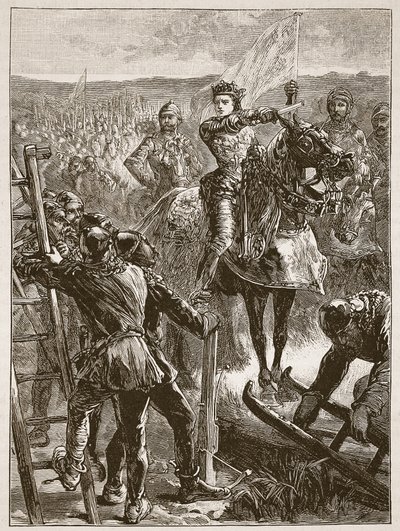 Harfleur之前的英语，来自Cassells Illustrated History of England的插图（棕褐色照片） 作者 英语学校