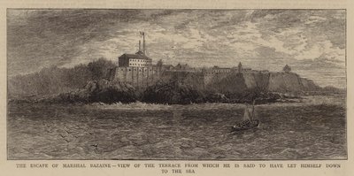 巴赞元帅的逃亡，据说他从那里下海的露台景观（版画） 作者 英语学校