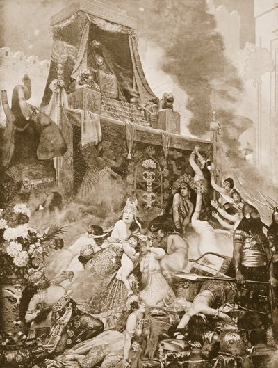 尼尼微的衰落，哈钦森国家历史的插图，c.1910-15 作者 英语学校