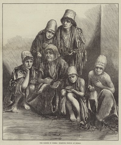 波斯饥荒，设拉子饿死人（版画） 作者 英语学校