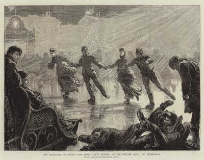 The Festivities in Russia, the Royal Party Skating on the English Quay, St Petersburg (engraving) 作者 英语学校