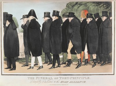 保守党原则的葬礼，c。 1827年4月（彩色雕刻） 作者 英语学校