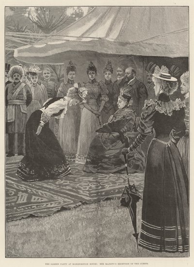 马尔堡庄园的花园派对，女王陛下招待客人（版画） 作者 英语学校