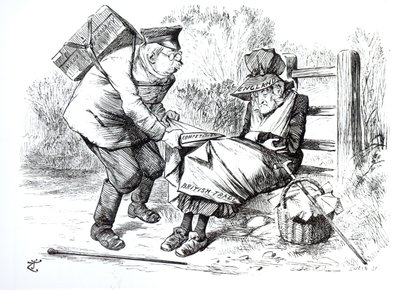德国商业旅行者从英国贸易中窃取市场份额，1896年9月5日，Punch，伦敦Charivari的漫画 作者 英语学校