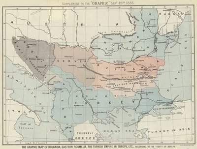 保加利亚，东Roumelia，土耳其帝国在欧洲的图表地图 作者 英语学校