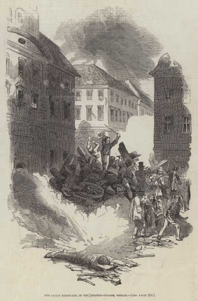 柏林 Breiten-Strasse 的大路障（版画） 作者 英语学校