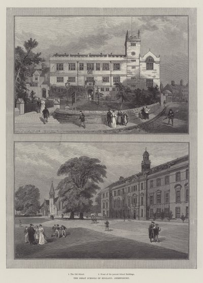英格兰的伟大学校，什鲁斯伯里（版画） 作者 英语学校