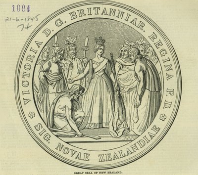 新西兰的大封印，来自“伦敦画报”，1845年6月21日 作者 英语学校
