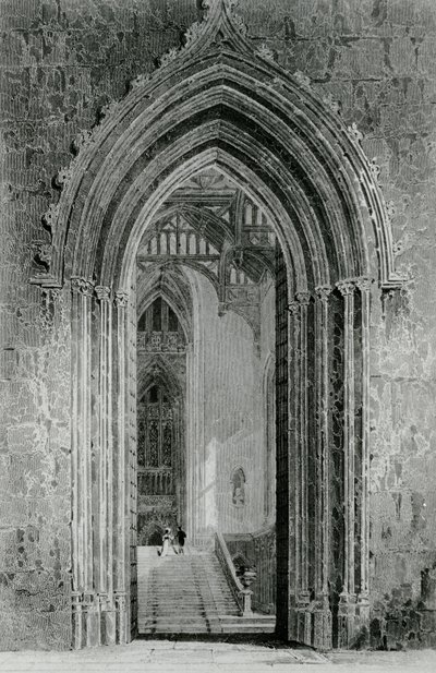 大西洋大厅通往大沙龙，或八角形，Fonthill修道院，1824年 作者 英语学校