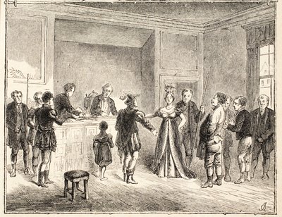 手和剪刀，Pie-Poudre法院的案件，来自1811年的图纸 作者 英语学校