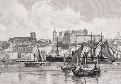 The Harbour，Brindisi，Italy，来自&39;The Picturesque Mediterranean&39;，第3卷，由Cassell and Co. Ltd.出版，1880s-90s 作者 英语学校