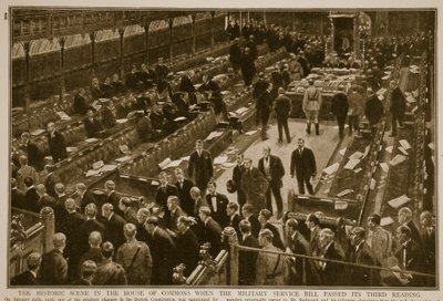 1914  -  1919年“兵役法案”通过三读时，下议院的历史场景 作者 英语学校
