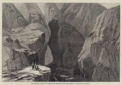 即将到来的阿富汗战争，从 Pershin 进入 Khojak 山口，在通往坎大哈的路上（雕刻） 作者 英语学校