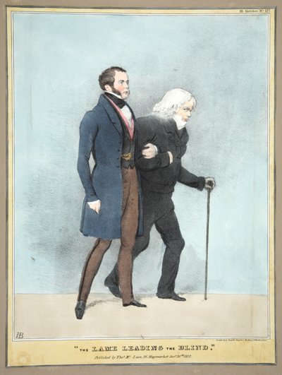 瘸子领着瞎子》，出版。1832年（彩色版画 作者 英语学校