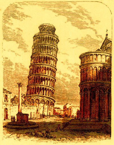 斜塔和大教堂的Apsis，比萨，世界的插图，因为它是由George Chisholm，1885年出版（数字增强图像） 作者 英语学校