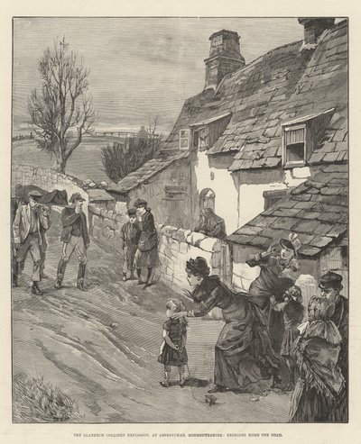 Llanerch 煤矿爆炸，在蒙茅斯郡 Abersychan，将死者带回家（雕刻） 作者 英语学校