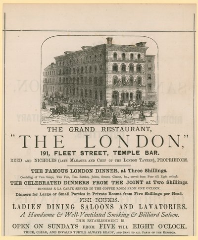 伦敦餐厅，191 Fleet Street，Temple Bar 作者 英语学校