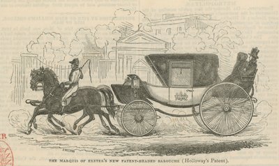 Marquis of Exeters新的以专利为首的Barouche 作者 英语学校
