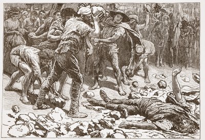 萨莫萨塔君士坦丁的殉难，詹姆斯·艾特肯·怀利（James Aitken Wylie，1808-1890 年）《新教历史》中的插图，酒吧。 1878年（雕刻） 作者 英语学校