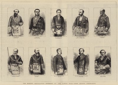在阿尔伯特音乐厅举行的共济会安装仪式，一些主要的共济会（版画） 作者 英语学校
