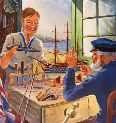 纳尔逊之触，老少船模制作者（彩色石印版） 作者 英语学校