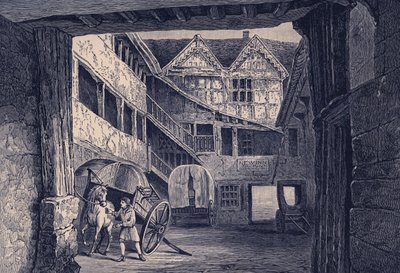 格洛斯特的新旅馆，约翰·理查德·格林为《英国人民简史（第二卷）》绘制的插图（平版印刷） 作者 英语学校