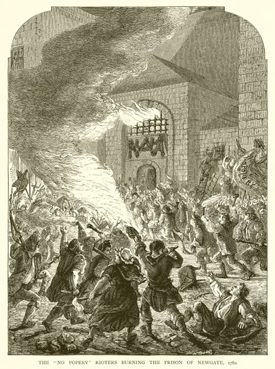 1780年，No Popery Rioters烧毁了Newgate的监狱 作者 英语学校