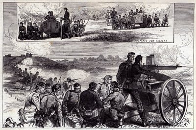 奥斯特肖特的Nordenfeldt枪，来自插图伦敦新闻，1885年9月 作者 英语学校