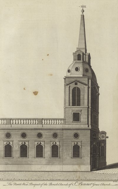 伦敦St Benet Gracechurch教区教堂的西北部展望 作者 English School