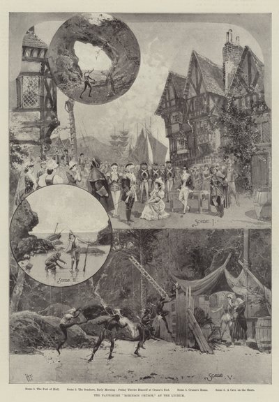 哑剧“鲁滨逊漂流记”，在学园（石版画） 作者 英语学校