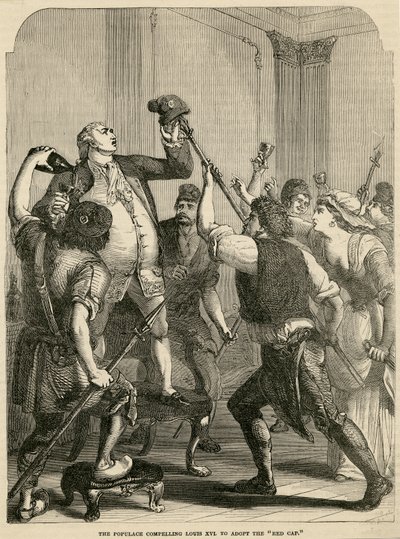 民众强迫路易十六采用红帽，1792年 作者 英语学校