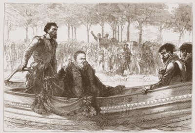奥兰治王子在前往布鲁塞尔途中的驳船上，插图来自James Aitken Wylie（1808-1890），酒吧的新教历史。 1878年 作者 英语学校