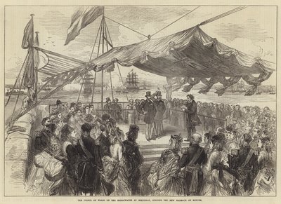 威尔士亲王在霍利黑德的防波堤上，开启了新的避难港（版画） 作者 英语学校