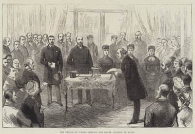威尔士亲王为皇家音乐学院开幕（雕刻）。 作者 英语学校