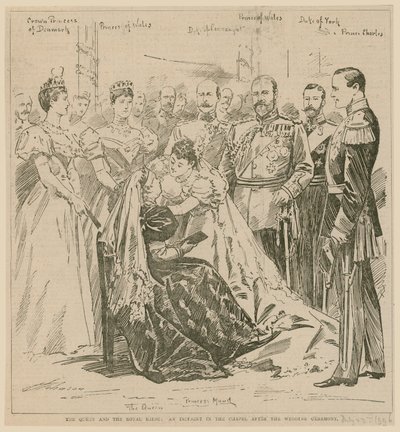 女王和皇室新娘，婚礼仪式后的礼拜堂，1896年7月23日 作者 英语学校