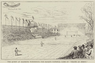比亚里茨女王见证巴斯克国家运动会“Pelote au Rebot”（版画） 作者 英语学校