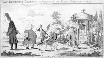 The Recruiting Sergeant或Britannias Happy Prospect，由George Townshend创作，1757年 作者 英语学校