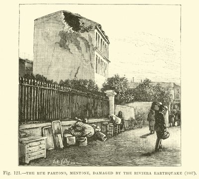 1887年里维埃拉地震破坏了Mentone的Rue Partono 作者 英语学校
