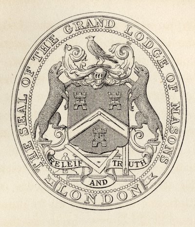1813年之前，伦敦梅森大酒店的封印，来自“共济会的历史，第二卷”，由托马斯·C·杰克出版，伦敦，1883年 作者 英语学校