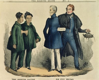 暹罗青年 - 我们自己的青年，来自The Looking Glass的讽刺漫画，c.1829（彩色蚀刻） 作者 英语学校