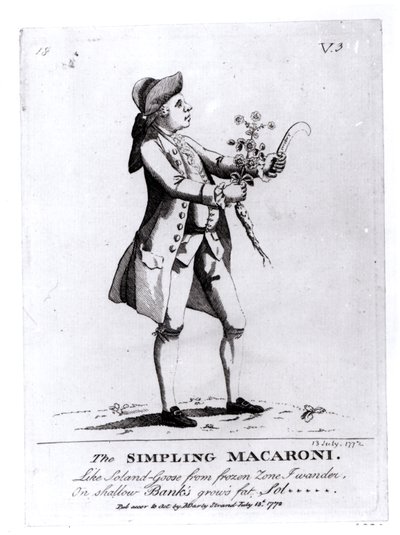 The Simpling Macaroni，酒吧。作者：N。Darly，1772年7月13日（雕刻）（bw照片） 作者 英语学校