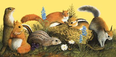 松鼠一家》，插图选自 "Once Upon a Time"（纸上水粉画） 作者 英语学校