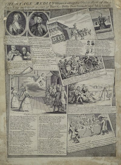 Stage Medley代表镇上的礼貌品味以及诗人G.，Polly Peachum和Captain Macheath的无与伦比的优点，c.1728 作者 英语学校