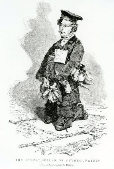 Nutmeg-graters的街头卖家，c.1840 作者 英语学校