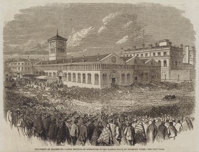 布莱克本的罢工，周四市场上的大型操作员会议（版画） 作者 英语学校
