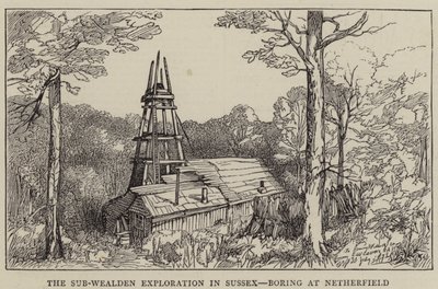 苏塞克斯的 Sub-Wealden 探索，在 Netherfield 无聊（版画） 作者 英语学校