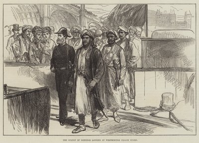 桑给巴尔苏丹登陆威斯敏斯特宫楼梯（雕刻） 作者 英语学校