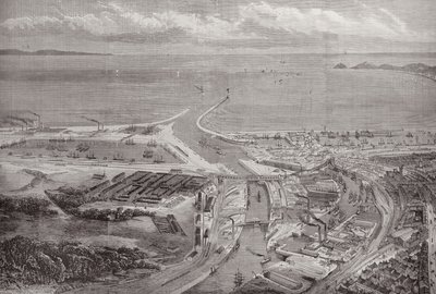 斯旺西港和码头，来自伦敦新闻画报，1881年10月22日 作者 英语学校