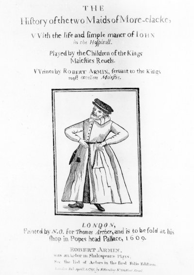 罗伯特阿明斯的标题页，更多克拉克的两个女仆的历史，1609年 作者 英语学校